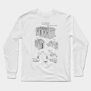 Portable House Vintage Patent Hand Drawing Long Sleeve T-Shirt